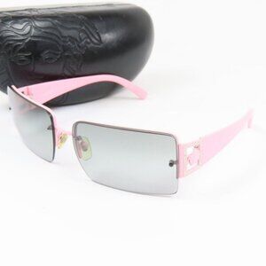 RARE Versace Vintage Medusa Semi Rimless Pink Rose Sunglasses 90s 2029-B